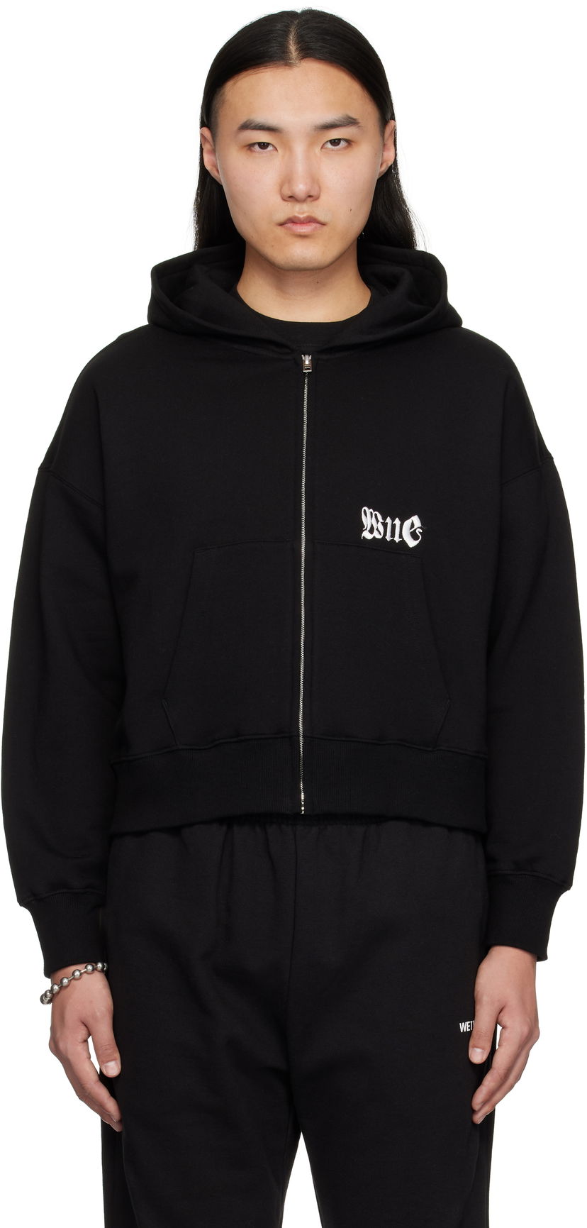 Sweatshirt We11done We11done Logo Zip-Up Hoodie Sort | WD-TJ0-25-815-U-BK