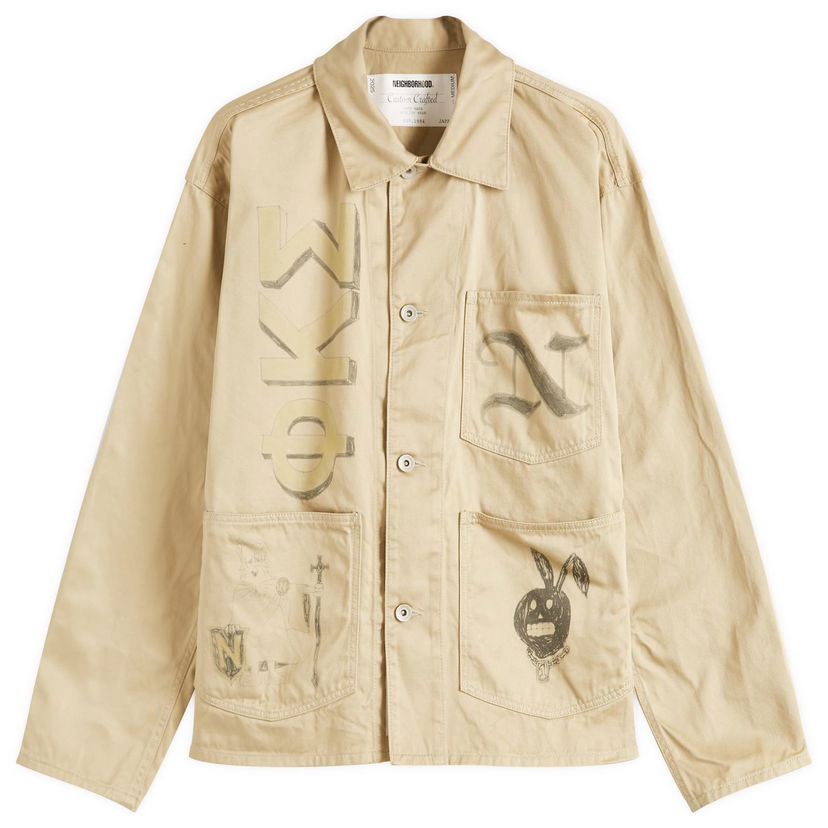 Jakke Neighborhood Neighborhood Memorial Coverall Jacket, Size Large Beige | 251AQNH-JKM01-BEI