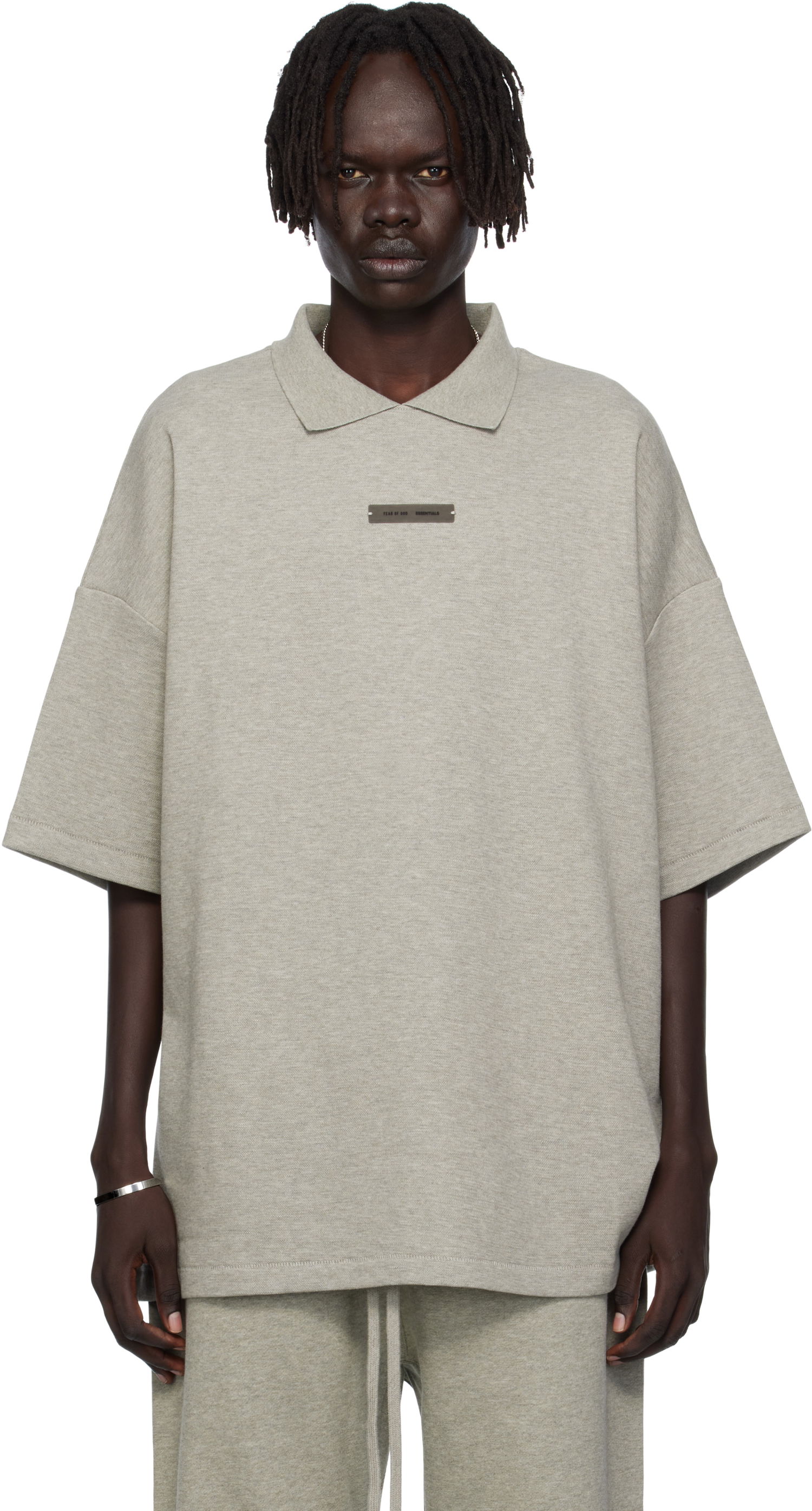 Polo skjorte Fear of God ESSENTIALS 90s Fit Piqué Short Sleeve Polo Grå | 125SP254405F, 0