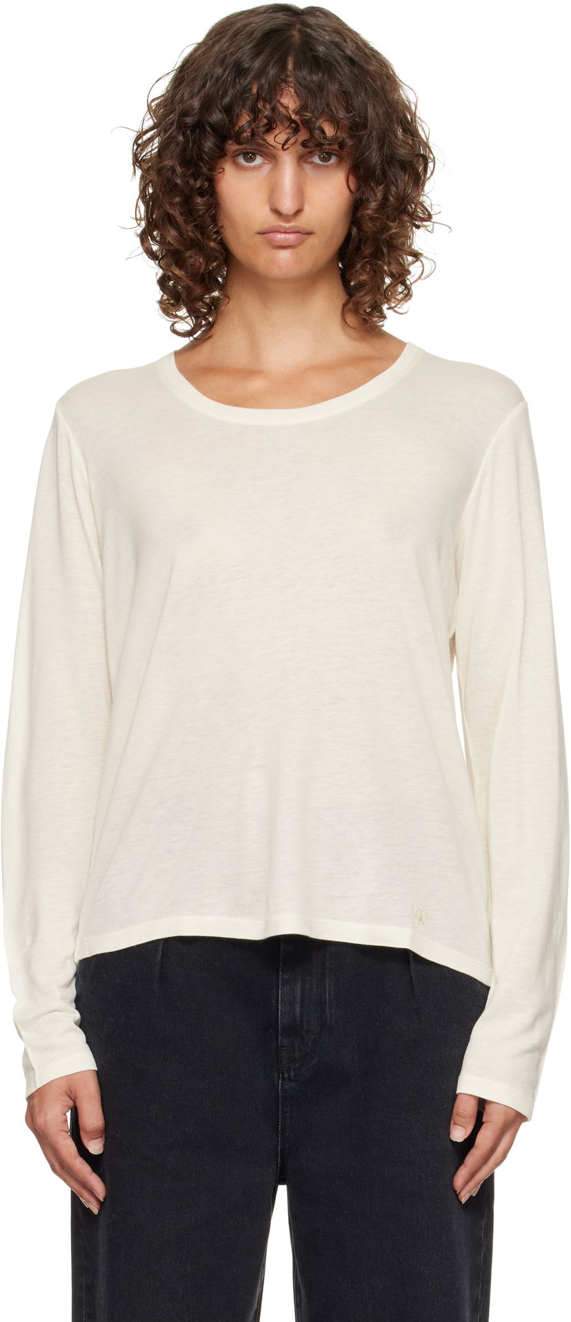 T-shirt Loulou de Saison Loulou de Saison Ava LDS Longsleeve Jersey T-shirt Hvid | AVA LDS