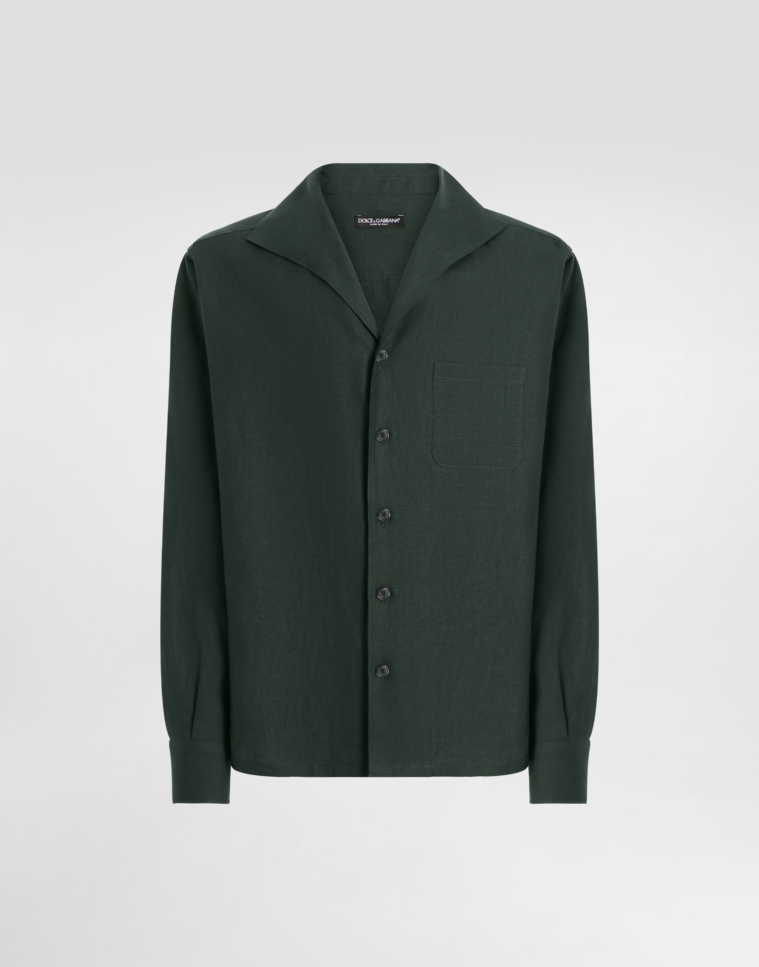 Skjorte Dolce & Gabbana Dolce & Gabbana Long-Sleeved Linen Shirt Grøn | G5MW6TFU4JBV8813, 0