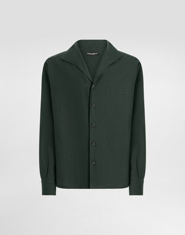 Skjorte Dolce & Gabbana Dolce & Gabbana Long-Sleeved Linen Shirt Grøn | G5MW6TFU4JBV8813, 0