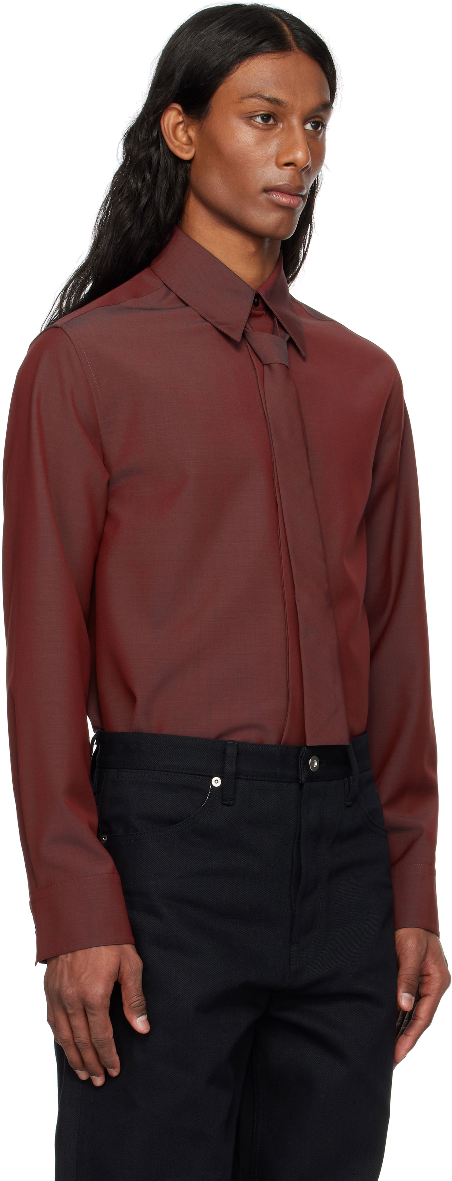 Skjorte Jil Sander Jil Sander Tie Shirt Rød | J21DL0202_J40220, 1