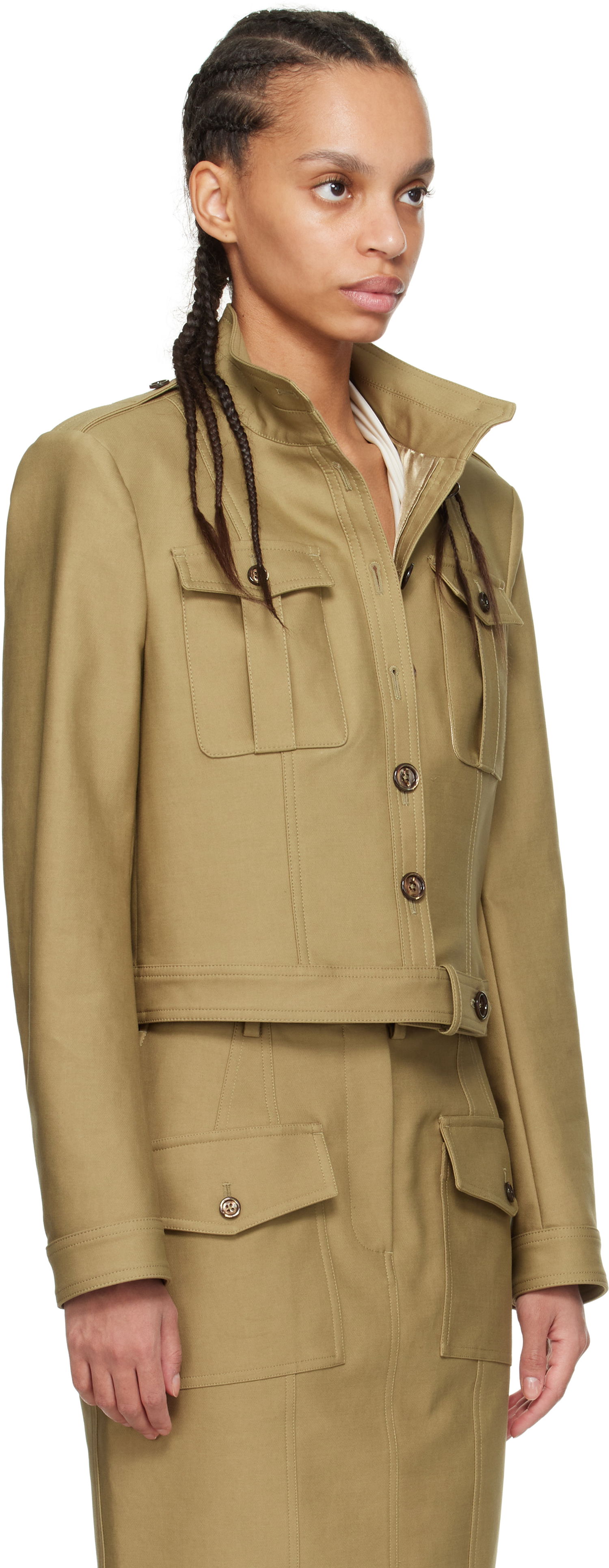 Jakke Tom Ford TOM FORD Cropped Safari Jacket Beige | CS1267-FAX1402, 1