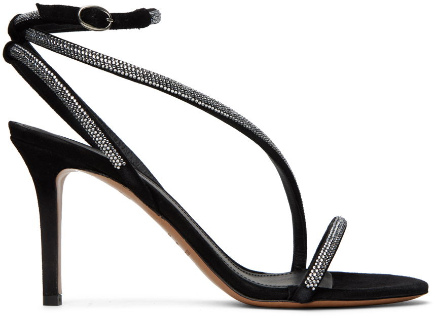 Sneakers og sko ISABEL MARANT Isabel Marant Atria Rhinestone-Embellished Strappy Heeled Sandals Sort | 22HSD1032-22H003S, 0
