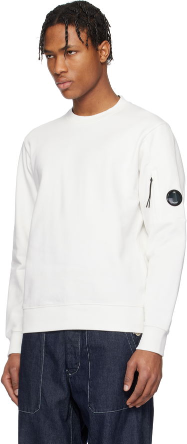 Sweater C.P. Company C.P. Company Diagonal Raised Fleece Crewneck Lens Sweatshirt Hvid | 18CMSS023A-005086W, 3