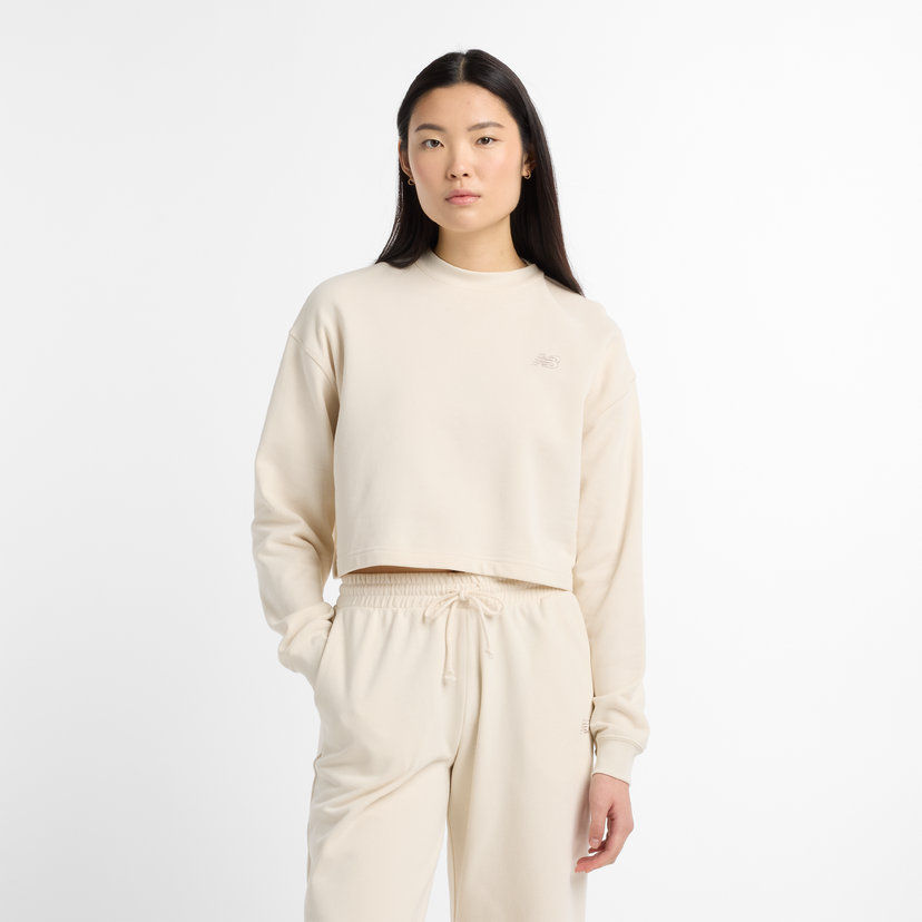 Sweatshirt New Balance Women's Cropped Sweatshirt Beige | NBWT51514LIN