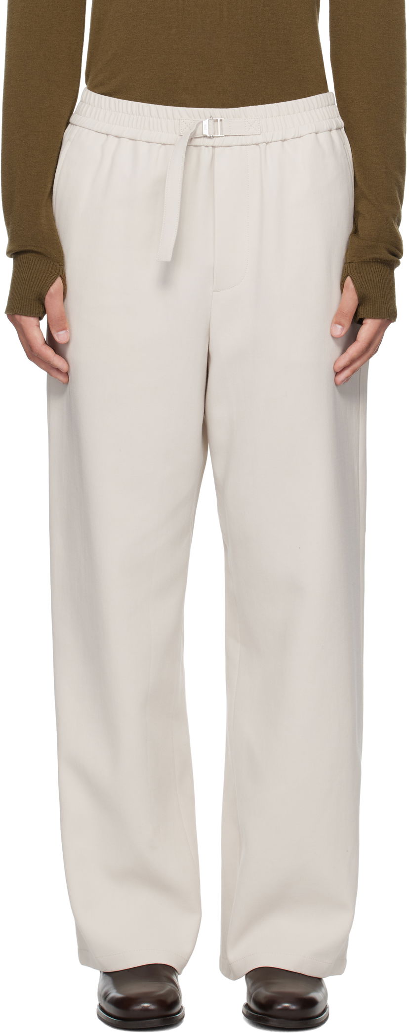 Bukser AMI AMI Paris Elasticated Trousers Beige | HTR214.CO0106