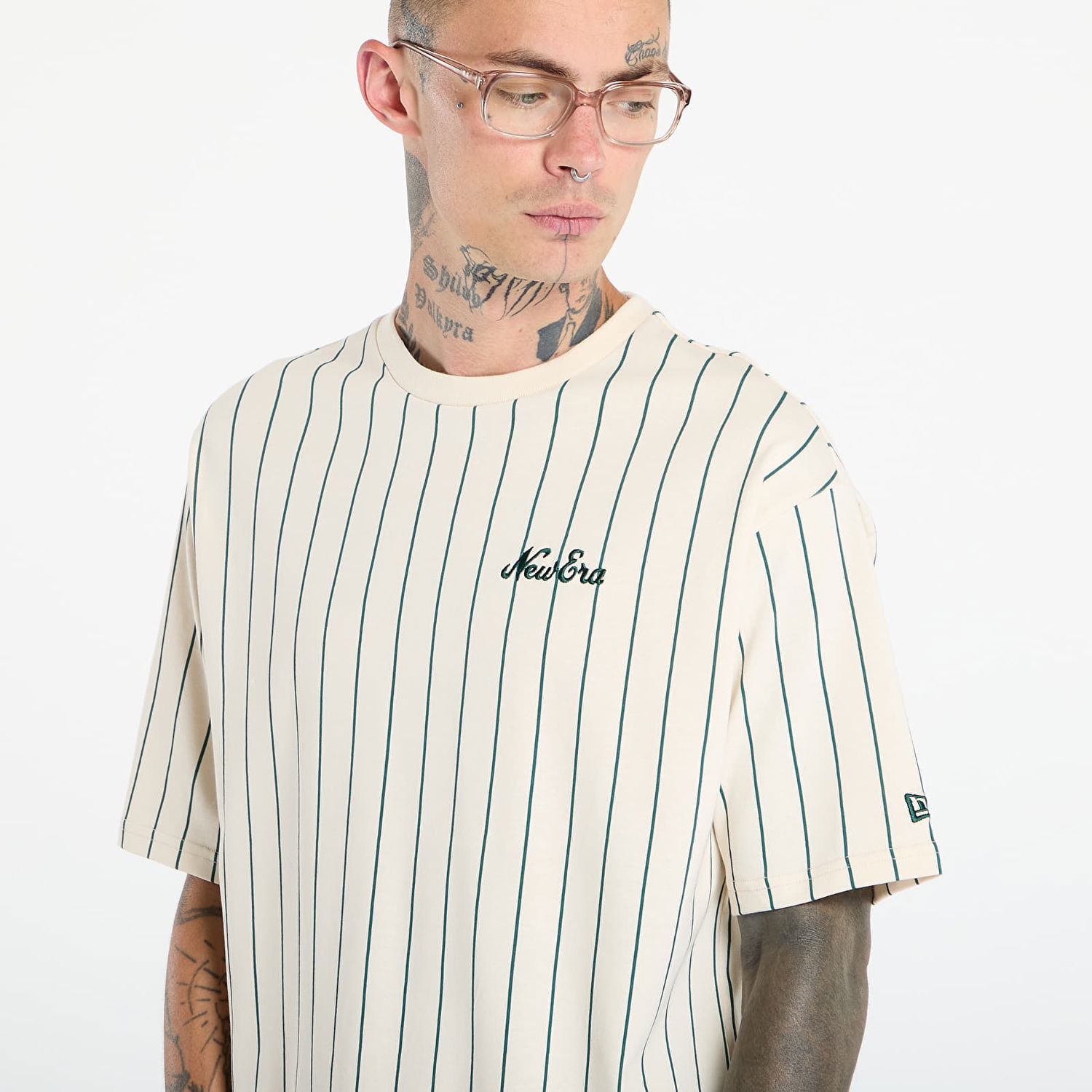 T-shirt New Era New Era Pinstripe T-Shirt Beige | 60684389, 1