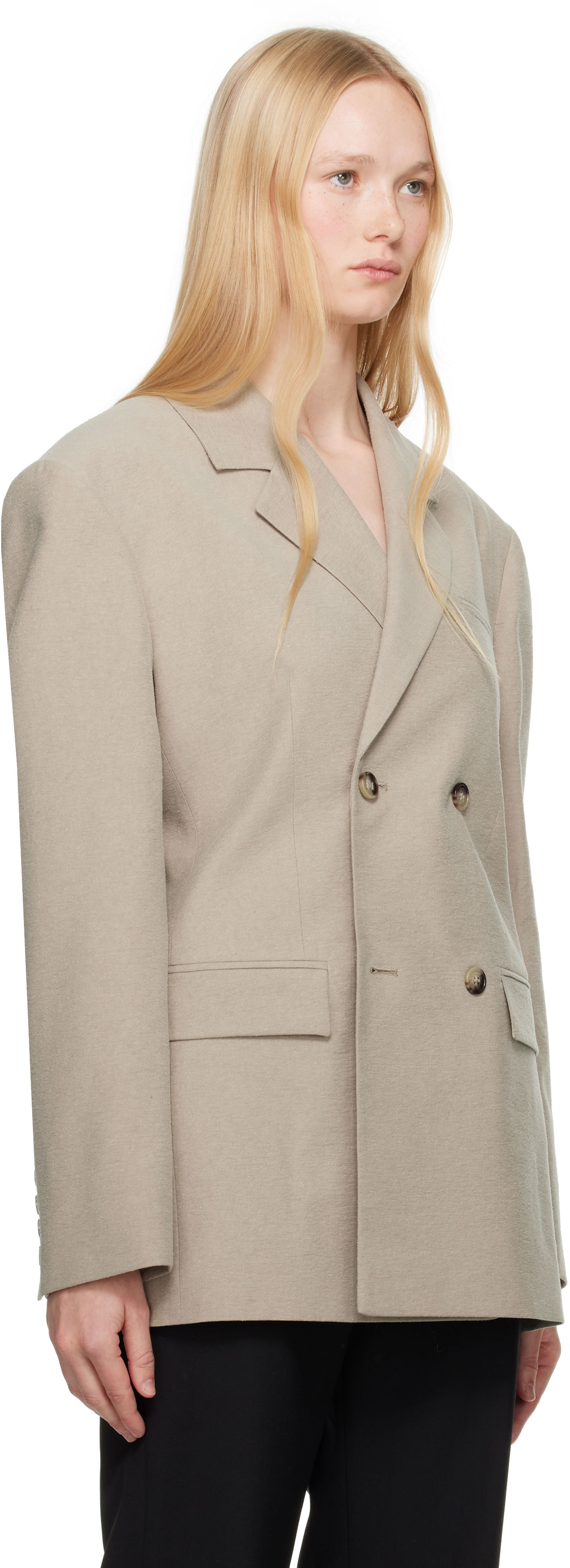 Jakke Nanushka Nanushka Diante Double-Breasted Blazer Beige | NW25SSOW26092, 1