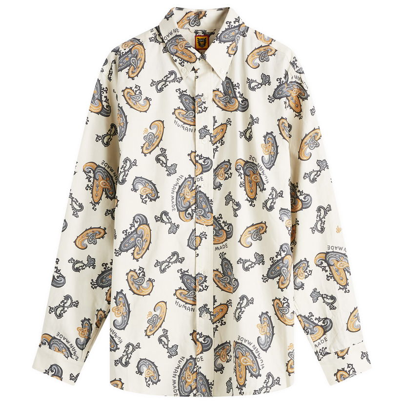 Skjorte Human Made Paisley BD Shirt, Size Large Hvid | HM28SH008-WH