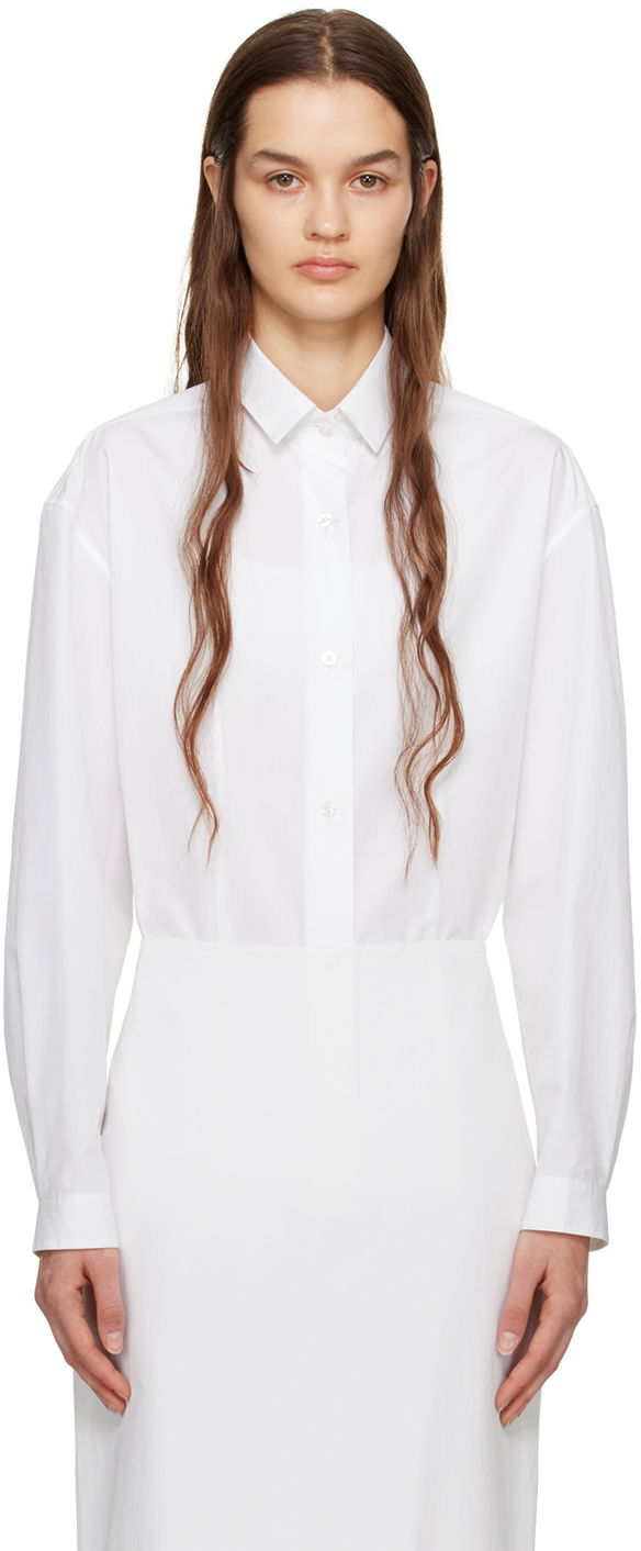 Skjorte The Row Long Sleeve Button-Up Shirt Hvid | 7212-W2439, 0