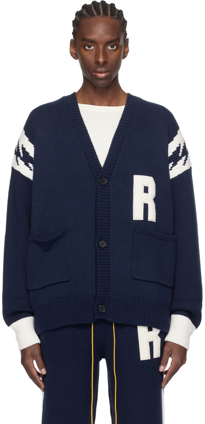 Sweater Rhude Lightning Print Cardigan Mørkeblå | RHPS24CA02504364, 0