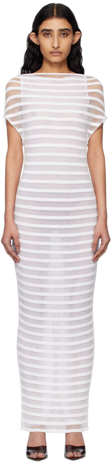 Kjole Jean Paul Gaultier Jean Paul Gaultier 'The Marinière' Striped Maxi Dress Hvid | 25/34-F-RO400-M088-01, 0