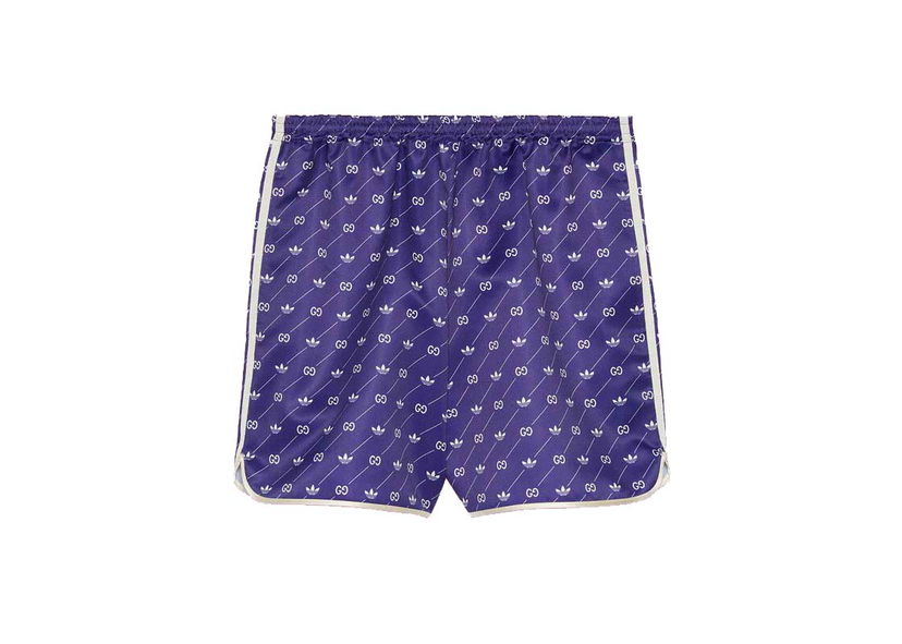 Shorts Gucci adidas x Trefoil Print Shorts Ivory/Blue Lilla | 701367 ZAJCZ 9093