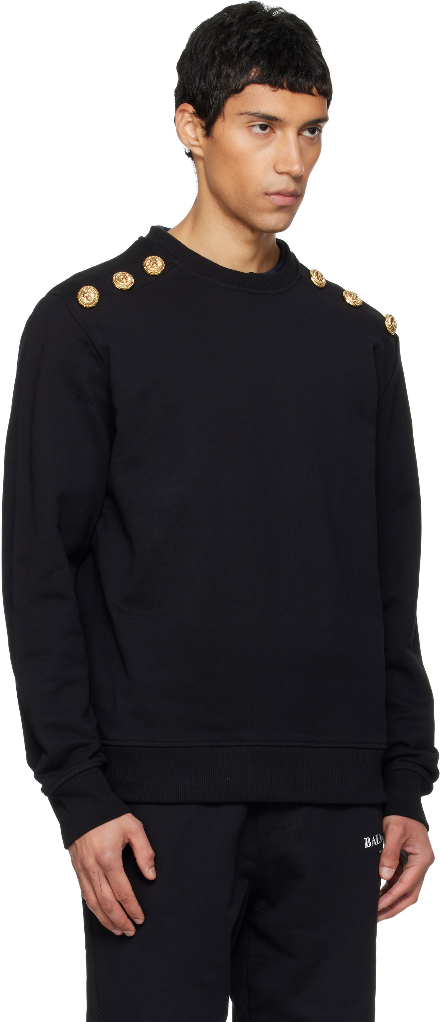 Sweatshirt Balmain Chain Lion Buttons Sweatshirt Sort | FH1JS155JB13, 1
