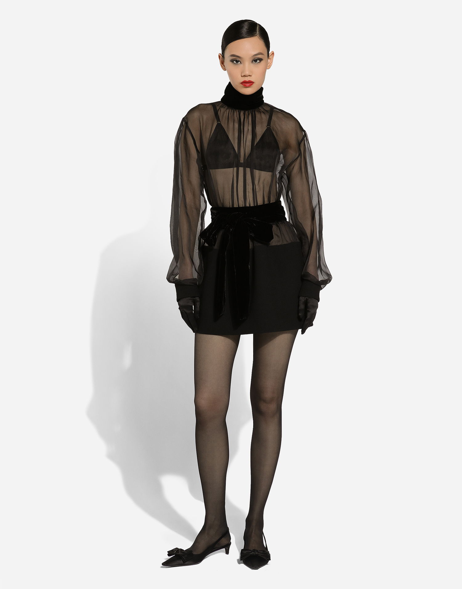 Kjole Dolce & Gabbana Short Wool Crepe And Organza Dress Sort | F6JNDTGDCO9N0000, 1