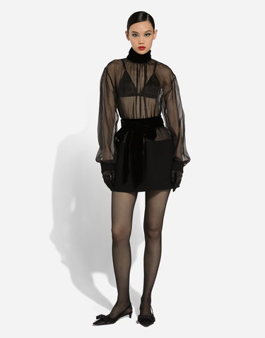 Kjole Dolce & Gabbana Short Wool Crepe And Organza Dress Sort | F6JNDTGDCO9N0000, 1