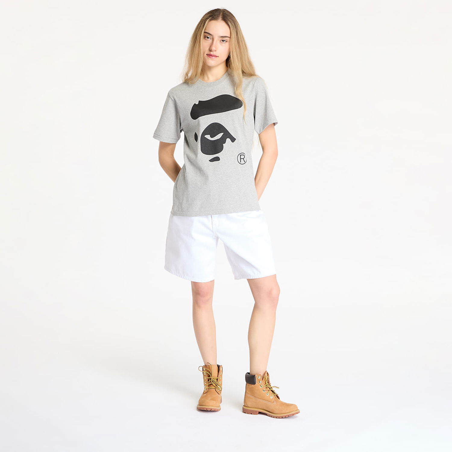 T-shirt BAPE A BATHING APE Ape Face T-Shirt Grå | 001TEL301003MGRA, 1