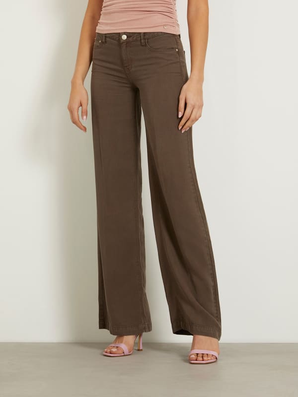 Bukser og jeans GUESS Mid Rise Wide Leg Pant Brun | W4GA96WDP85, 0