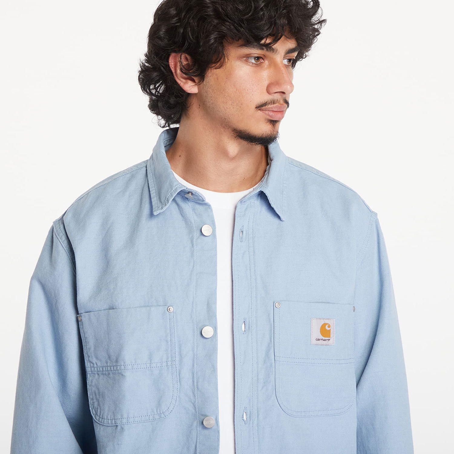 Jakke Carhartt WIP Walter Shirt Jacket UNISEX Misty Sky Rinsed Blå | I033578.0W902, 1