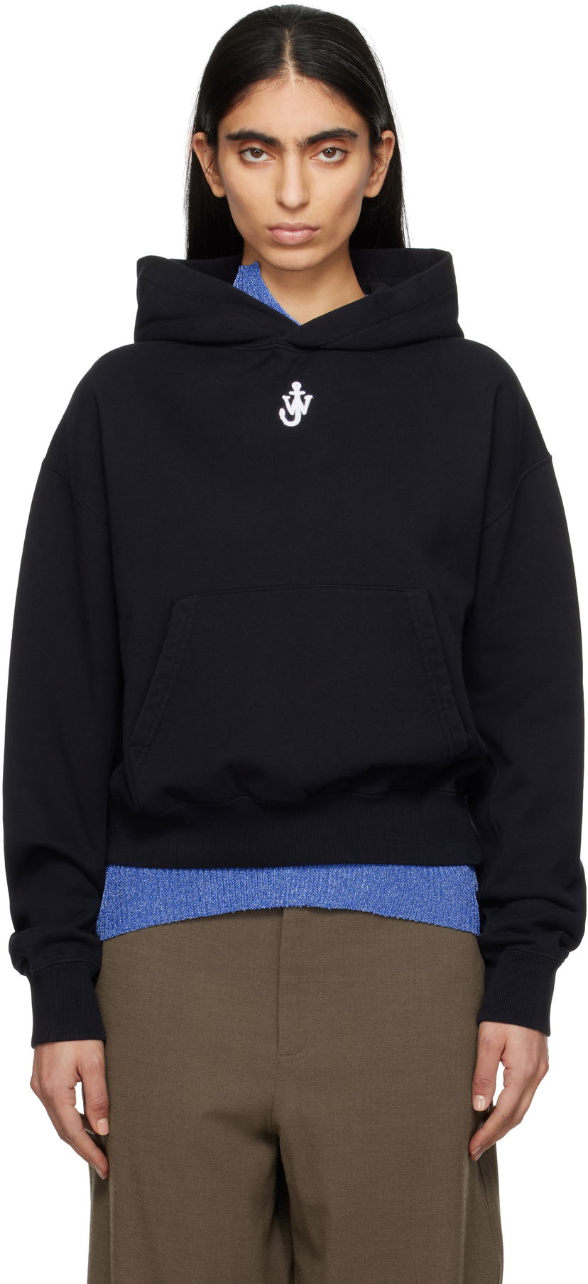 Sweatshirt JW Anderson JW Anderson Anchor Logo Cropped Hoodie Sort | JW0216-PG1719
