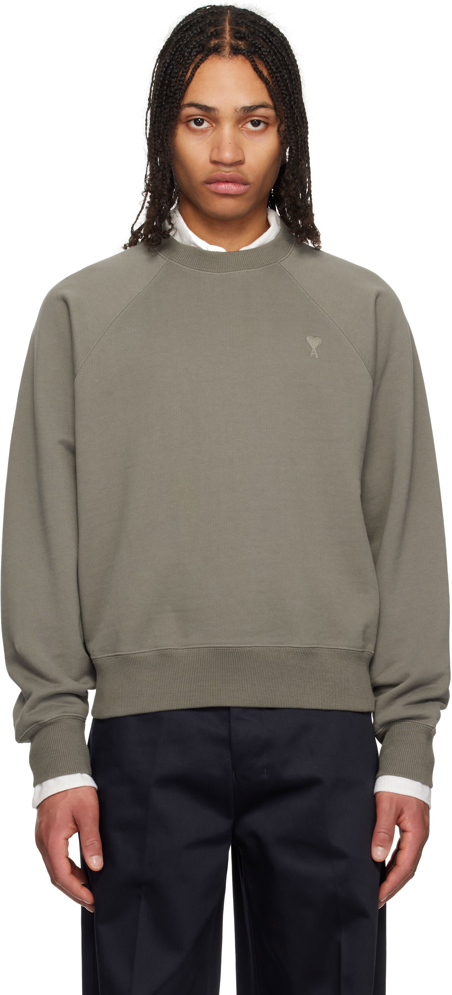 Sweater AMI AMI Paris Tonal Ami de Coeur Sweatshirt Grøn | USW074.747, 0