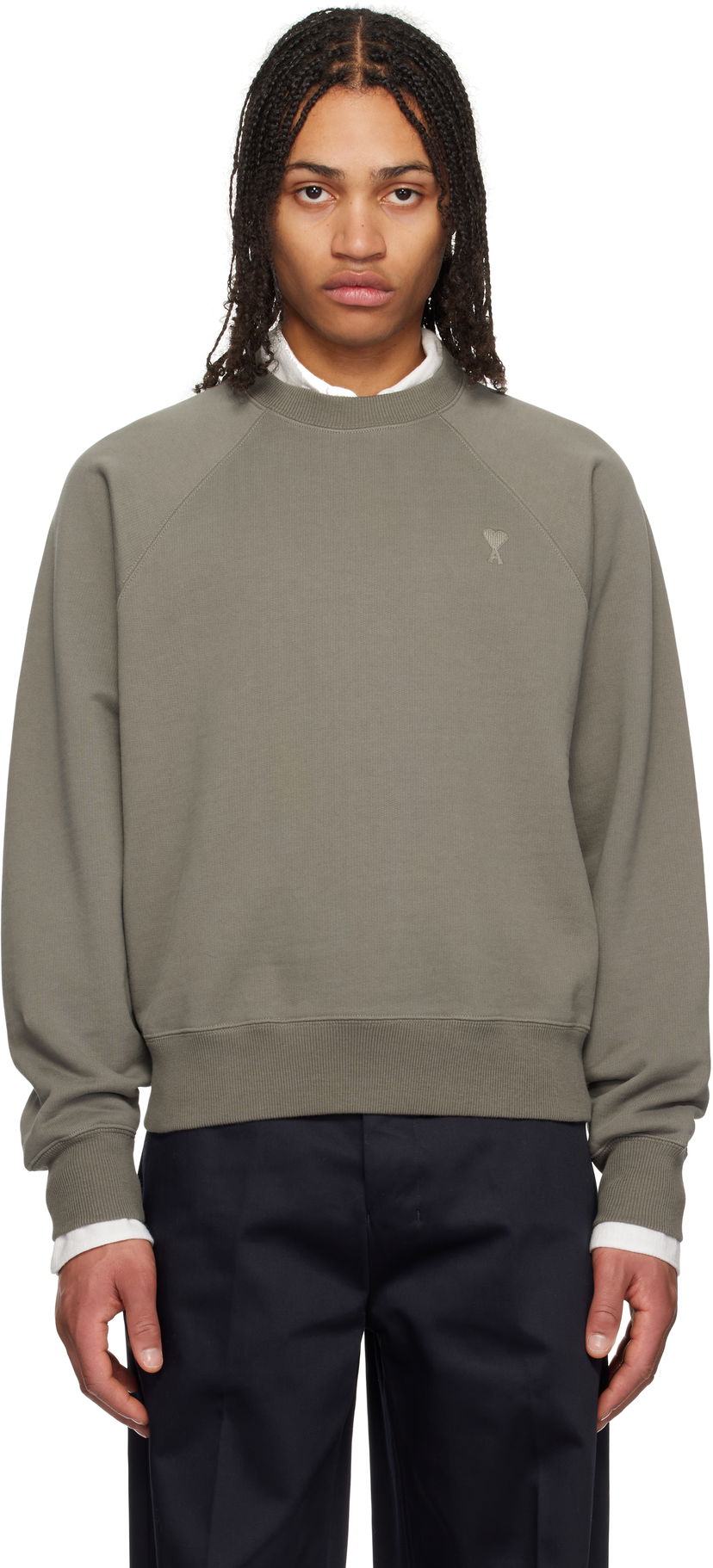 Sweater AMI AMI Paris Tonal Ami de Coeur Sweatshirt Grøn | USW074.747