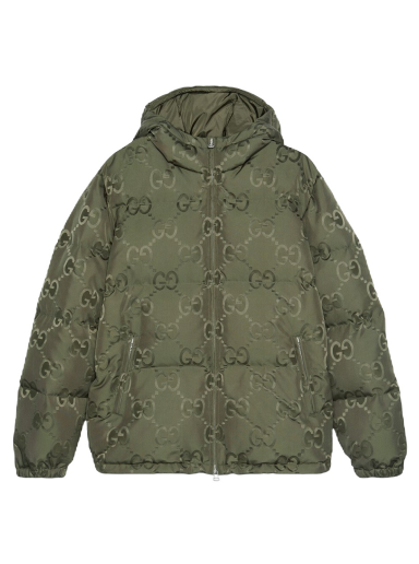Jakke Gucci Jumbo GG Nylon Canvas Goose-Down Jacket Grøn | ‎698710 Z8A53 3175