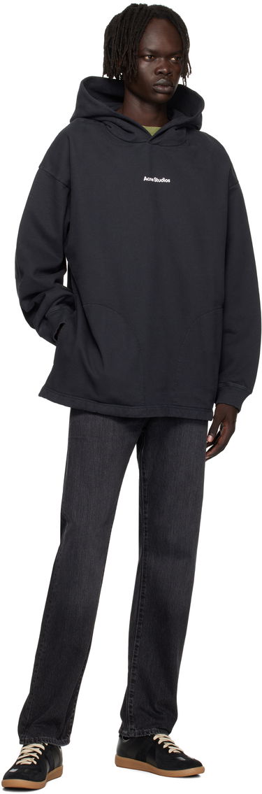 Sweatshirt Acne Studios Black Printed Logo Hoodie Sort | CI0170-, 3