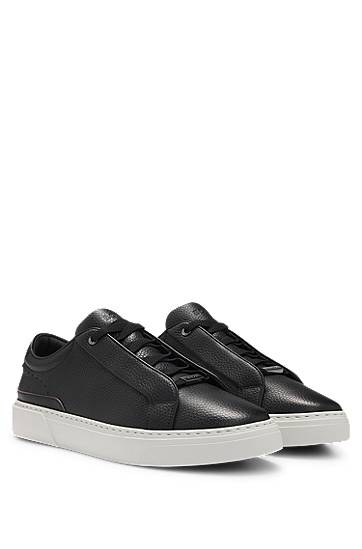 Tøj og tilbehør BOSS Gary Grained Leather Trainers Sort | 50545153, 0