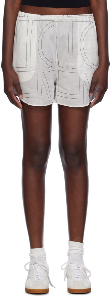 Shorts TOTEME TOTEME Monogram Print Shorts Hvid | 243-WRB1141-FB0239, 0