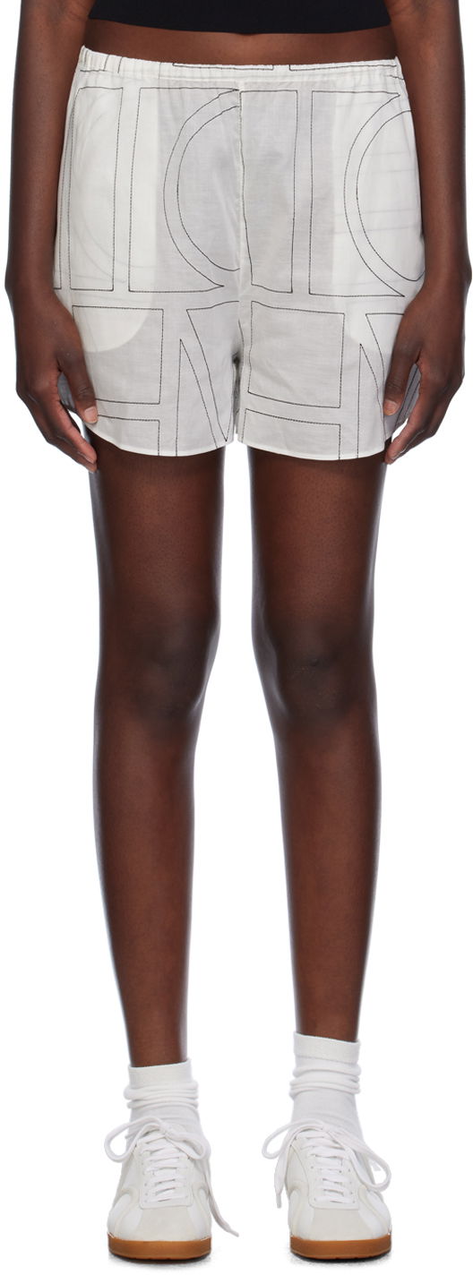 Shorts TOTEME TOTEME Monogram Print Shorts Hvid | 243-WRB1141-FB0239