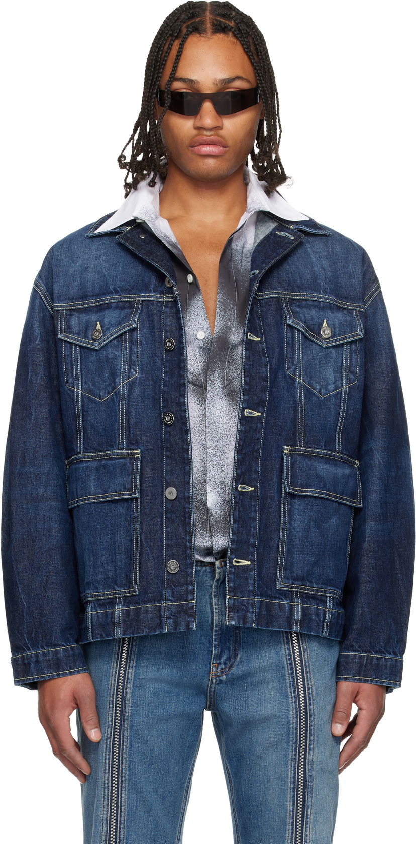 Jakke Jean Paul Gaultier Jean Paul Gaultier Cutout Denim Jacket Blå | 25/04-U-JA018-D024-83