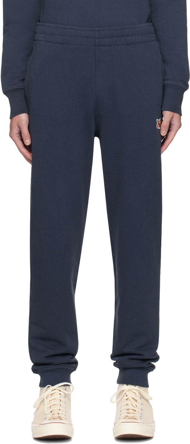 Joggingbukser MAISON KITSUNÉ Navy Fox Head Regular Sweatpants Mørkeblå | LM01114KM0001