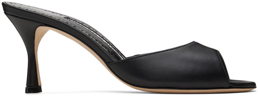 Tilbehør Manolo Blahnik Manolo Blahnik Jadarona Leather Heeled Mules Sort | 121-1461