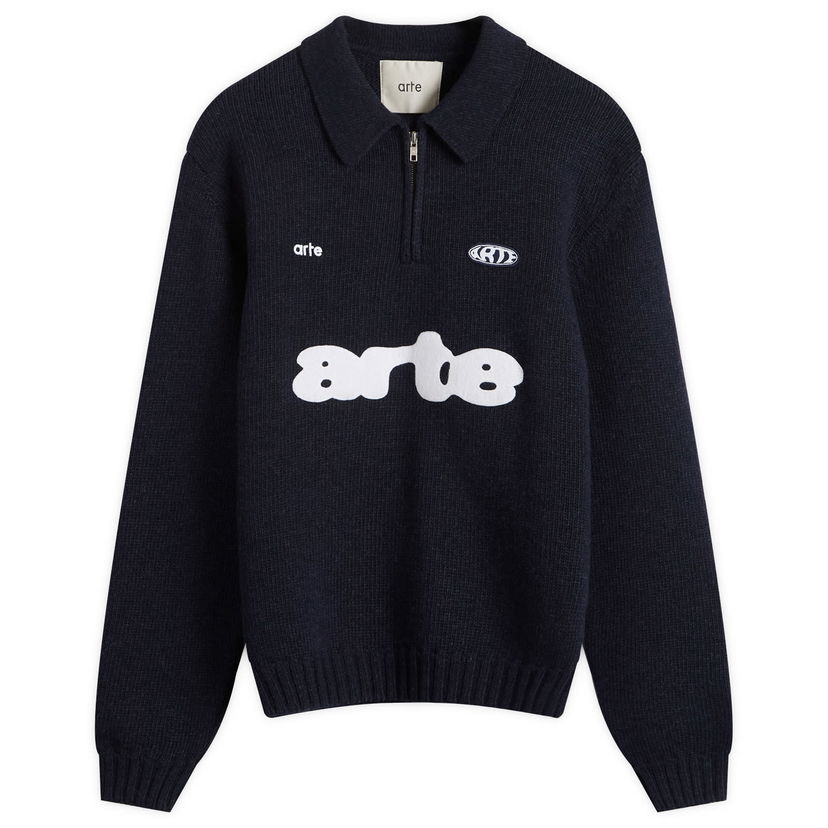 Sweater Arte Antwerp Arte Football Knit Polo Jumper Mørkeblå | AW25-256K-NVY