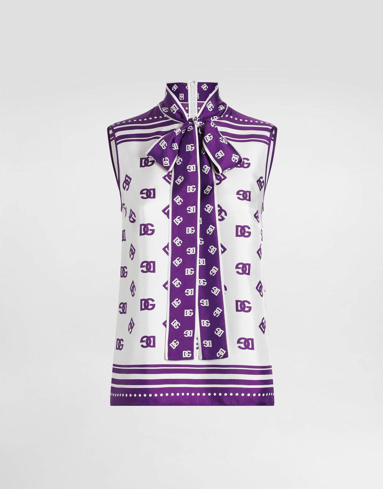 Skjorte Dolce & Gabbana Dolce & Gabbana DG Logo Silk Twill Sleeveless Top Lilla | F7AN7THI1Z5HA9AP, 0