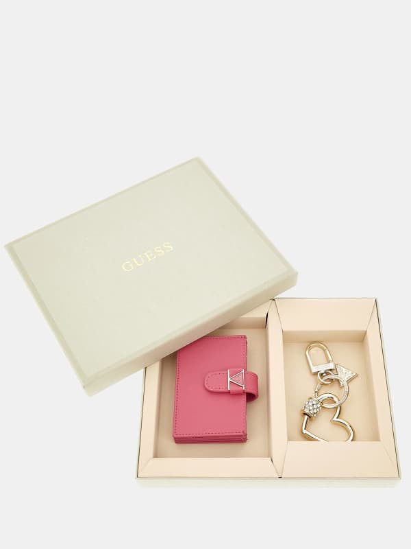 Tøj GUESS 4G Logo Wallet And Keychain Set Beige | GFBOXWP3309