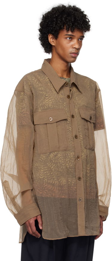 Skjorte Dries Van Noten Dries Van Noten Crinkled Button-Up Shirt Brun | 251-020721-1329, 1