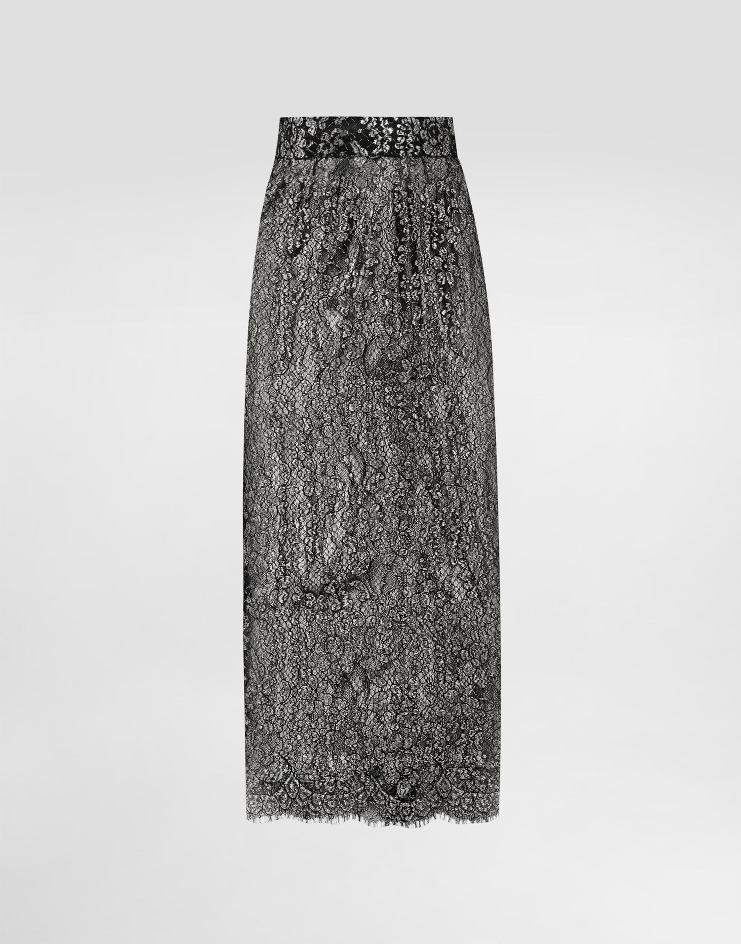 Nederdel Dolce & Gabbana Lamé Lace Long Skirt Sort | F4B7ITILMCFS0998, 0