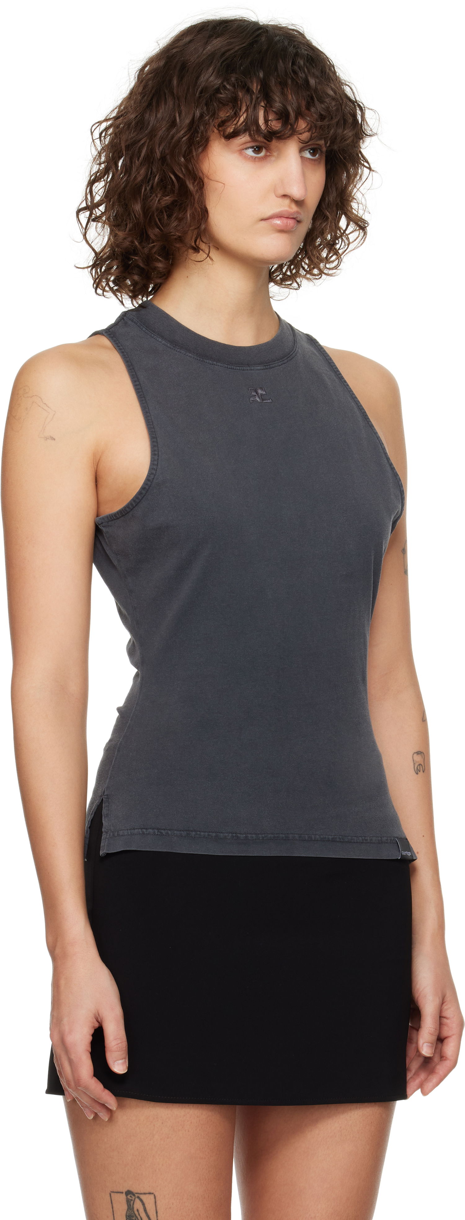 Tanktop Courrèges Courrèges Fitted Stonewashed Tank Top Grå | 125JDE094JS0110, 1