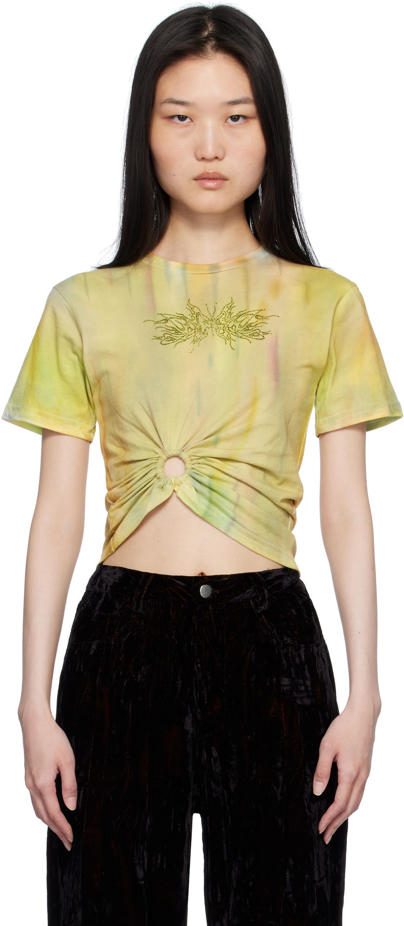 Crop top Collina Strada Collina Strada Tie-Dye Ring Cropped T-Shirt Gul | XX3380