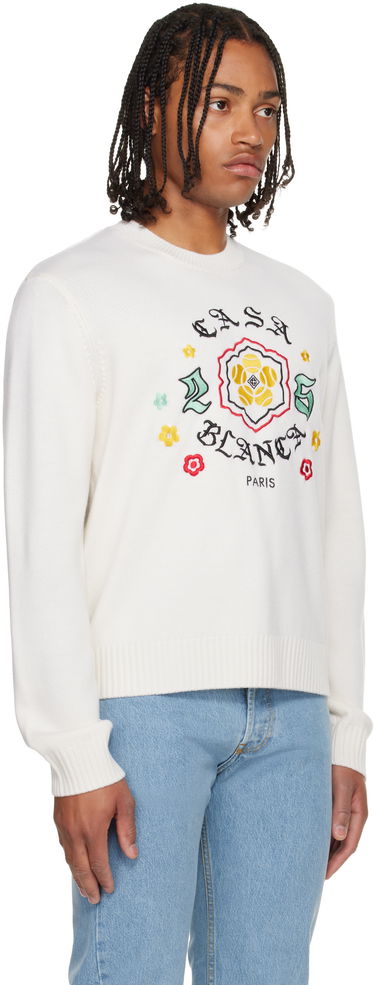 Sweater Casablanca Casablanca Emblem Merino Knit Crew Neck Sweater Hvid | M-AW25-KW-1105-01, 1
