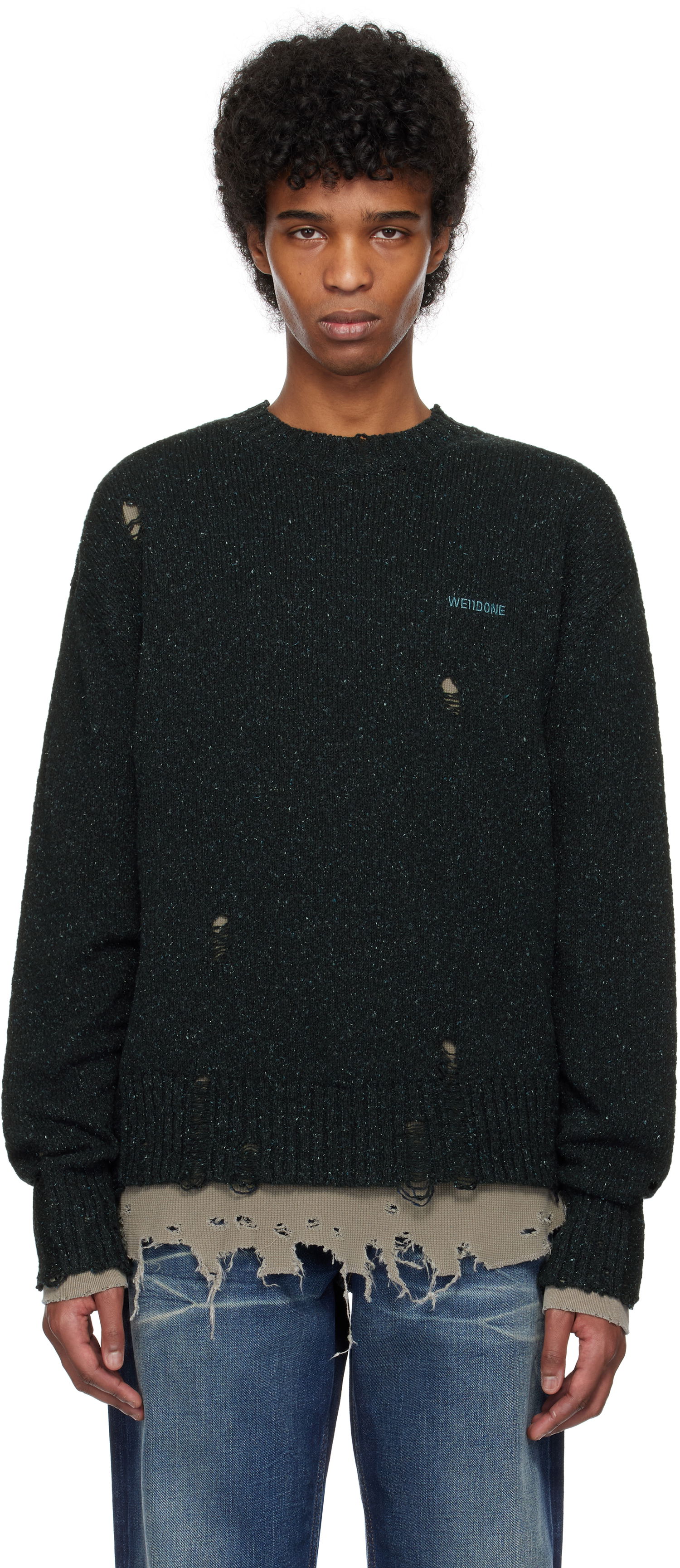 Sweater We11done We11done Grunge Knit Sweater Grøn | WD-KT0-25-621-U-NV, 0