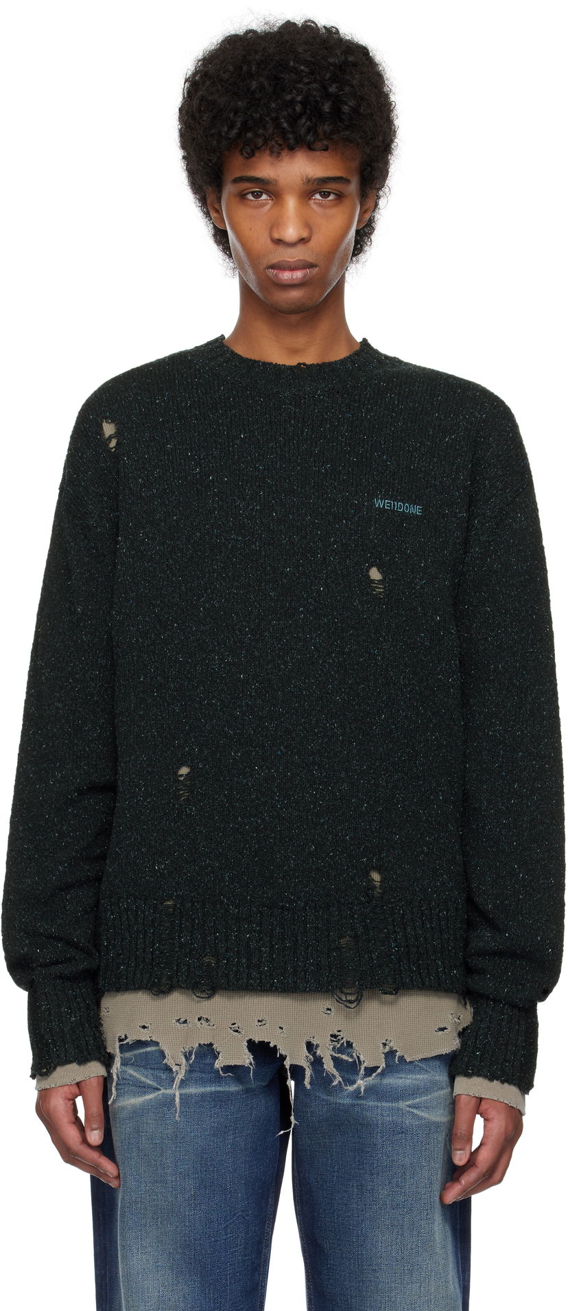 Sweater We11done We11done Grunge Knit Sweater Grøn | WD-KT0-25-621-U-NV