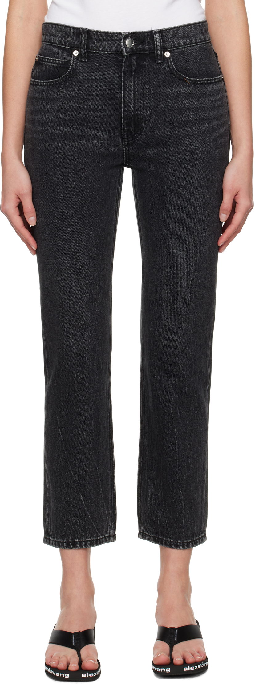 Jeans Alexander Wang OG High-Rise Stovepipe Jeans Sort | 4DC1254607