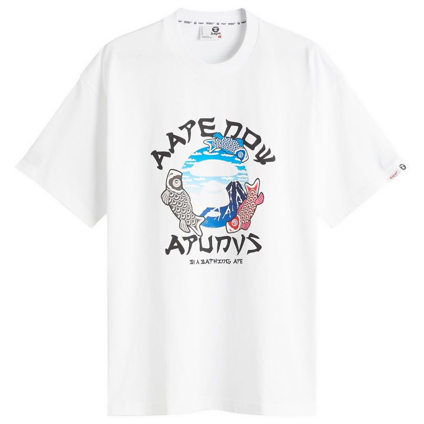 T-shirt AAPE by A Bathing Ape AAPE Koi Fish Graphic Tee, Size Large Hvid | AAPTEM1637XX-WHT