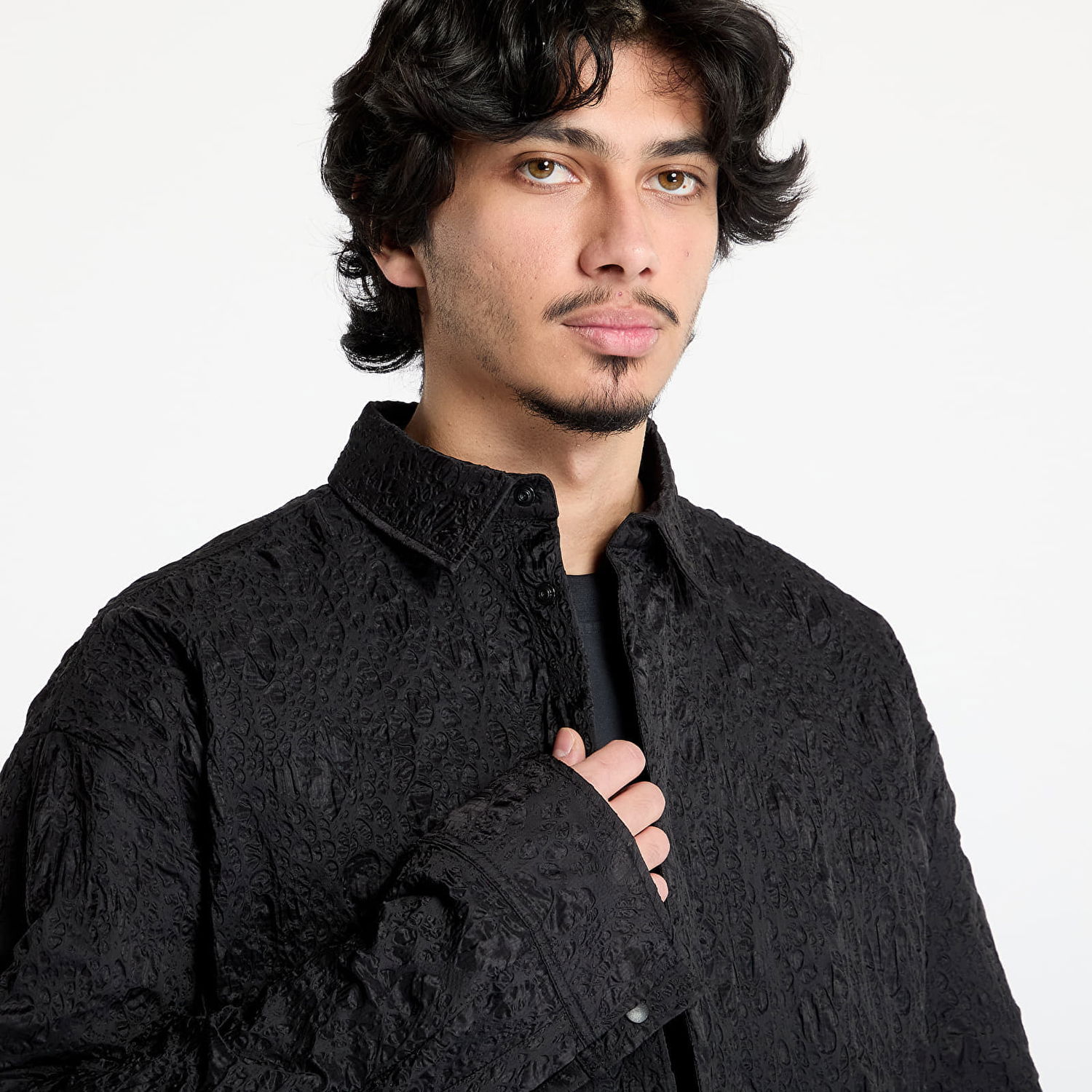 Skjorte HELIOT EMIL HELIOT EMIL Ventifact Textured Button-Down Shirt Sort | PRESS25_M_05_059_BLK01, 1