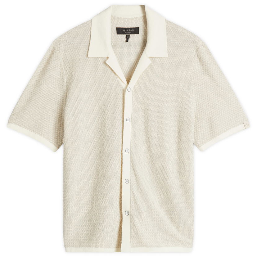Skjorte rag & bone Rag & Bone Avery Zig-Zag Towelling Shirt, Size Large Hvid | MBS25S036YF36-IVO